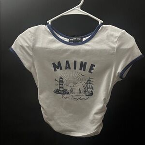 White and Blue Maine Graphic Tee